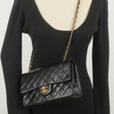 Chanel Classic Vintage Black Quilted Lambskin Small Double Flap Bag With 24K Gold-Plated Hardware