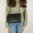 Chanel Medium Classic Vintage Double Flap Bag Black Quilted Lambskin 24K Gold-Plated Hardware