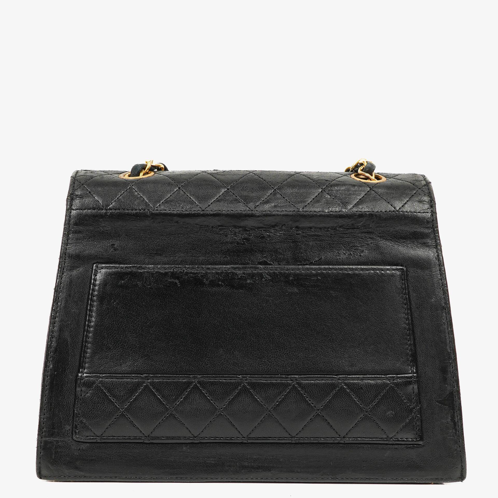 Chanel Classic Vintage Medium Black Quilted Lambskin Trapeze Bag, 1989-1991