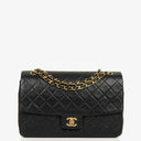 Chanel Classic Vintage Single Flap Bag Black Quilted Lambskin 24K Gold-Plated Hardware