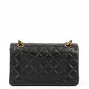 Chanel Classic Vintage Small Double Flap Bag In Black Quilted Lambskin And 24K Gold-Plated Hardware