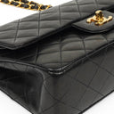 Chanel Classic Vintage Small Double Flap Bag In Black Quilted Lambskin And 24K Gold-Plated Hardware