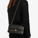 Chanel Classic Vintage Small Double Flap Bag In Black Quilted Lambskin And 24K Gold-Plated Hardware