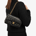 Chanel Classic Vintage Small Double Flap Bag In Black Quilted Lambskin And 24K Gold-Plated Hardware