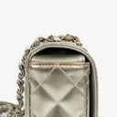 Chanel Coco Boy Flap Bag Silver Quilted Patent Leather