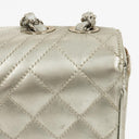 Chanel Coco Boy Flap Bag Silver Quilted Patent Leather