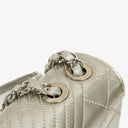 Chanel Coco Boy Flap Bag Silver Quilted Patent Leather