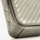 Chanel Coco Boy Flap Bag Silver Quilted Patent Leather