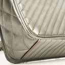 Chanel Coco Boy Flap Bag Silver Quilted Patent Leather