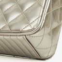 Chanel Coco Boy Flap Bag Silver Quilted Patent Leather