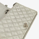 Chanel Coco Boy Flap Bag Silver Quilted Patent Leather