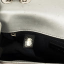 Chanel Coco Boy Flap Bag Silver Quilted Patent Leather