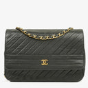 Chanel Diagonal Medium Classic Black Quilted Lambskin Single Flap Bag With 24K Gold-Plated Hardware