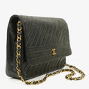 Chanel Diagonal Medium Classic Black Quilted Lambskin Single Flap Bag With 24K Gold-Plated Hardware