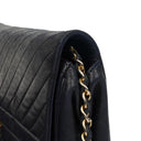 Chanel Diagonal Medium Classic Navy Quilted Lambskin Single Flap Bag With 24K Gold-Plated Hardware