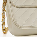 Chanel Diagonal Quilted Lambskin Leather Small Classic Single Flap Bag With 24K Gold-Plated Hardware