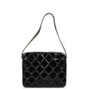Chanel Diamond Stitch Black Quilted Patent Leather Shoulder Bag