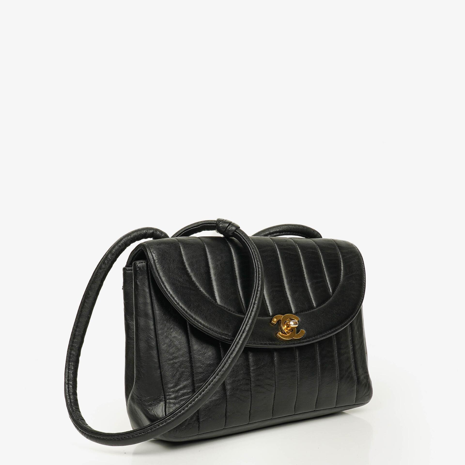 Chanel Diana Black Vertical Quilted Lambskin Single Flap Bag With 24K Gold-Plated Hardware