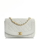 Chanel Diana White Quilted Lambskin Vintage Medium Flap Bag With 24K Gold-Plated Hardware