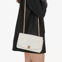 Chanel Diana White Quilted Lambskin Vintage Medium Flap Bag With 24K Gold-Plated Hardware