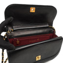Chanel Double Flap Black Lambskin Half Moon With 24K Gold-Plated Hardware