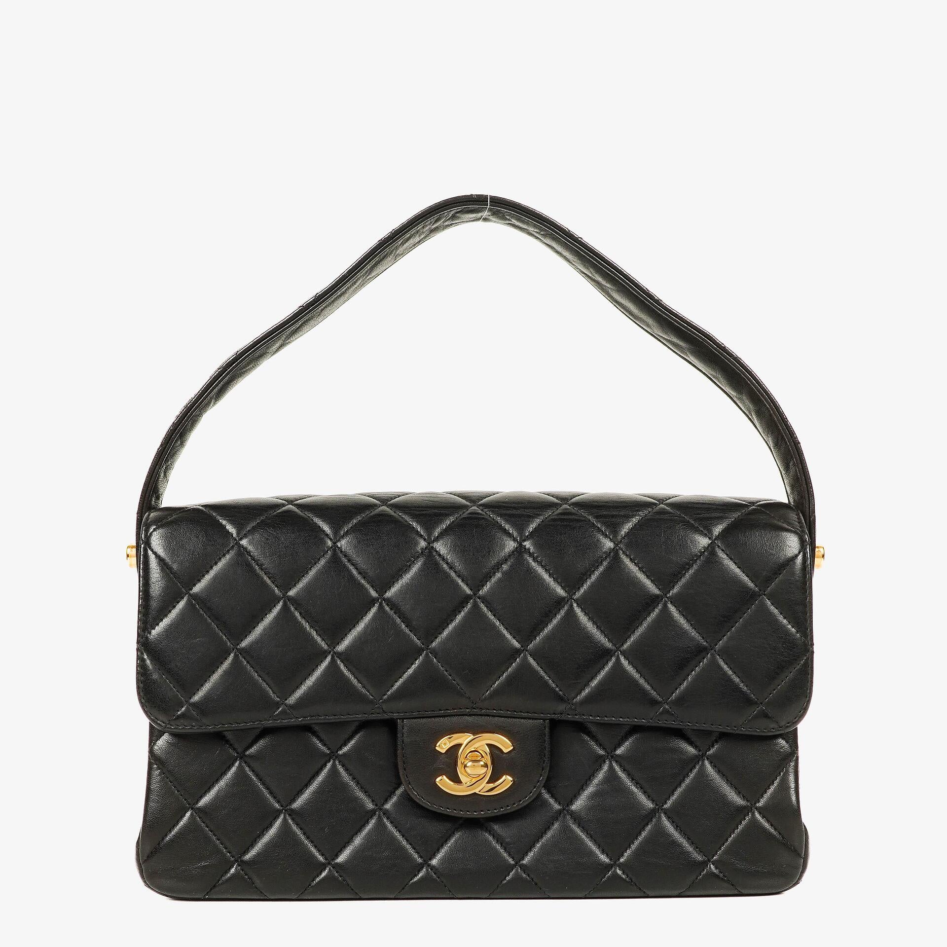 Chanel Double-Sided Flap Bag Black Lambskin 24k Gold-Plated Hardware