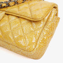 Chanel East West Crinkled Patent Leather Flap Bag