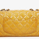 Chanel East West Crinkled Patent Leather Flap Bag