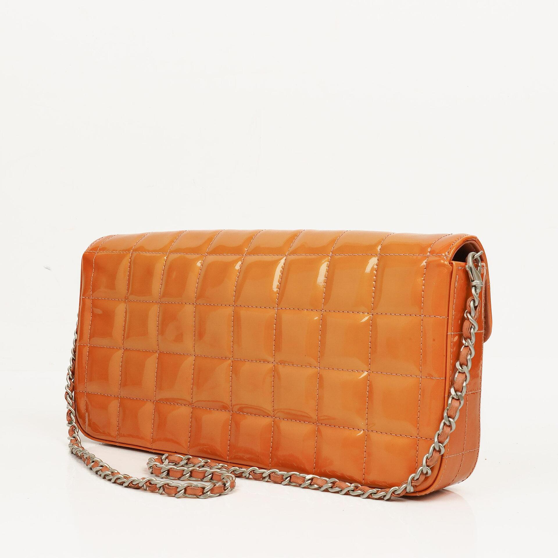 Chanel East West Patent Leather Chocolate Bar Flap Bag