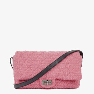 Borsa messenger Chanel Easy Tweed Jumbo Pink 2.55 Reissue con patta