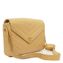 Chanel Envelope Beige Chevron Quilted Crossbody Bag With 24K Gold-Plated Hardware