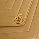 Chanel Envelope Beige Chevron Quilted Crossbody Bag With 24K Gold-Plated Hardware