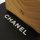 Chanel Envelope Beige Chevron Quilted Crossbody Bag With 24K Gold-Plated Hardware