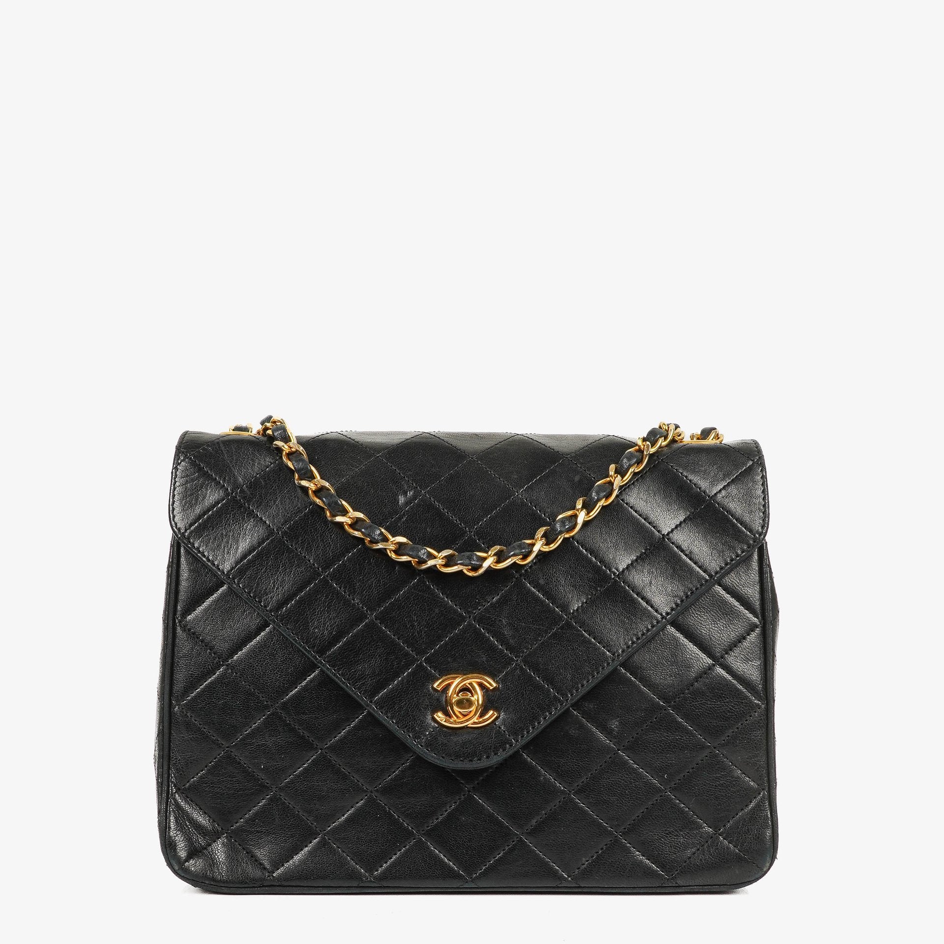 Chanel Envelope Flap Bag Black Quilted Lambskin With 24K Gold-Plated Hardware