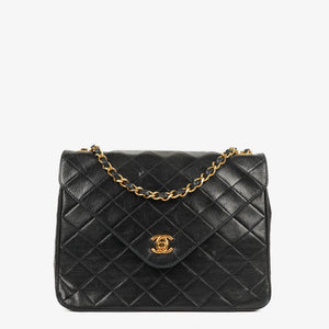 Chanel Envelope Flap Bag Black Quilted Lambskin With 24K Gold-Plated Hardware