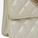 Chanel Evening Star East West White Quilted Patent Leather Flap Bag