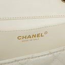 Chanel Evening Star East West White Quilted Patent Leather Flap Bag