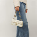 Chanel Evening Star East West White Quilted Patent Leather Flap Bag