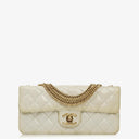 Chanel Evening Star East West White Quilted Patent Leather Flap Bag