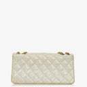 Chanel Evening Star East West White Quilted Patent Leather Flap Bag