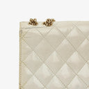 Chanel Evening Star East West White Quilted Patent Leather Flap Bag