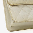 Chanel Evening Star East West White Quilted Patent Leather Flap Bag