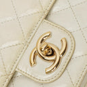Chanel Evening Star East West White Quilted Patent Leather Flap Bag