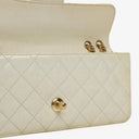 Chanel Evening Star East West White Quilted Patent Leather Flap Bag