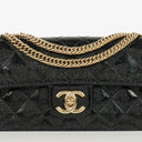 Chanel Evening Star Quilted Glitter Patent East West Flap Bag
