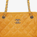 Chanel French Riviera Ocher Quilted Caviar Leather Shopping Tote Bag