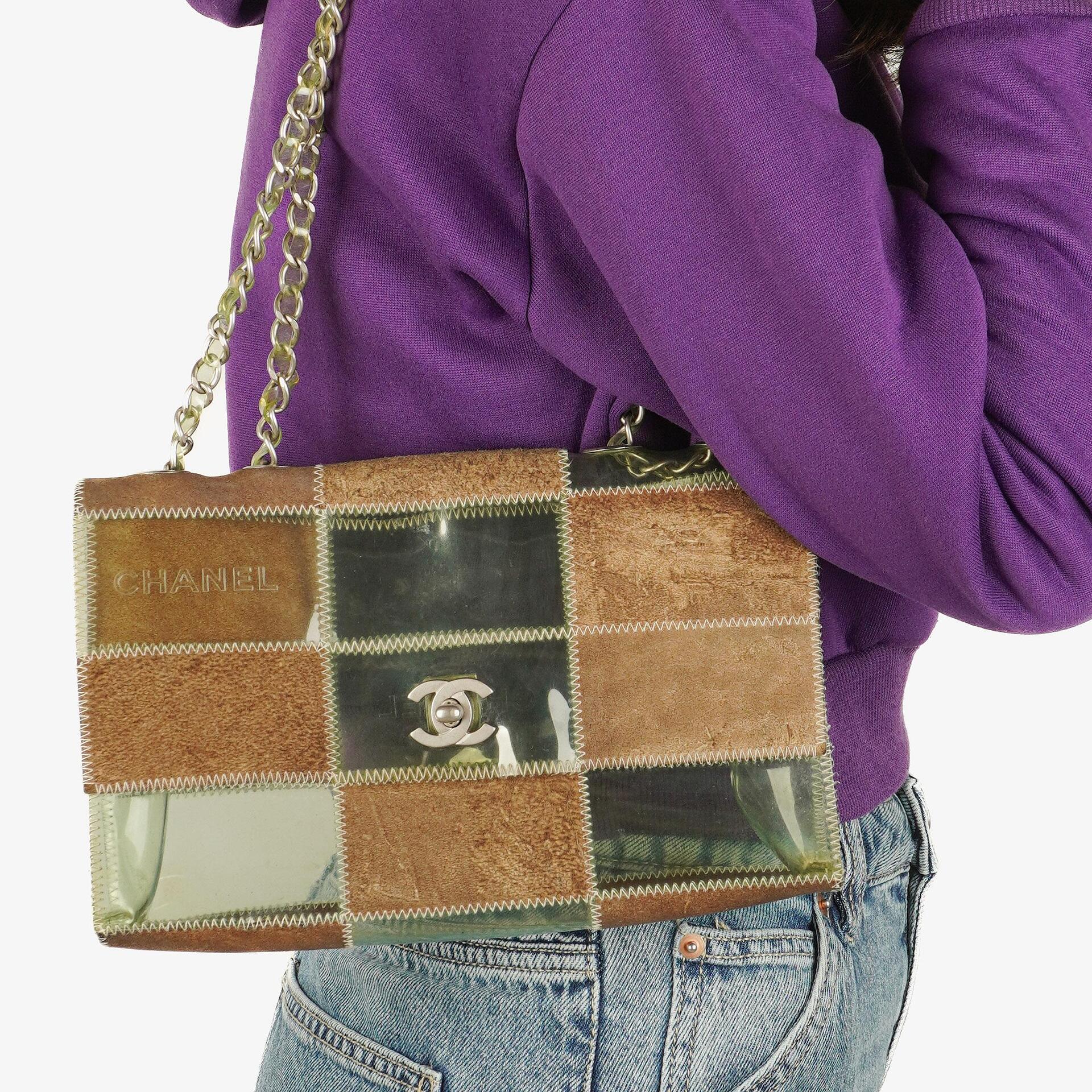 Chanel Green/Brown PVC and Leather Naked Patchwork Flap Bag