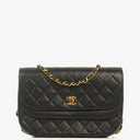 Chanel Half-Moon Double Flap Bag Black Quilted Lambskin 24K Gold-Plated Hardware