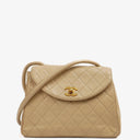 Chanel Half Moon Flap Bag Beige Quilted Lambskin 24K Gold-Hardware