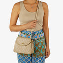 Chanel Half Moon Flap Bag Beige Quilted Lambskin 24K Gold-Hardware